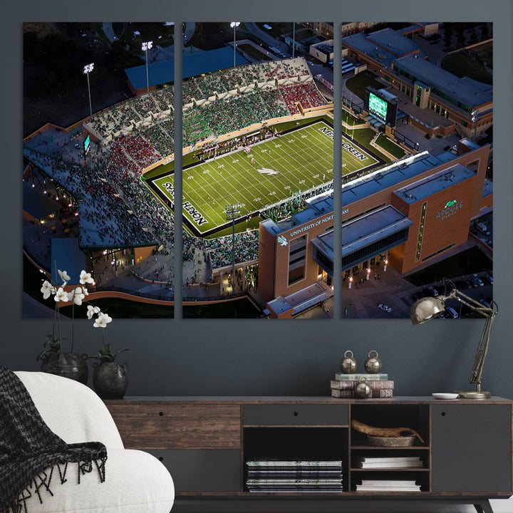 University of North Texas Mean Green Football Artwork, Football Team Print - Denton DATCU Stadium Wall Art Canvas Print