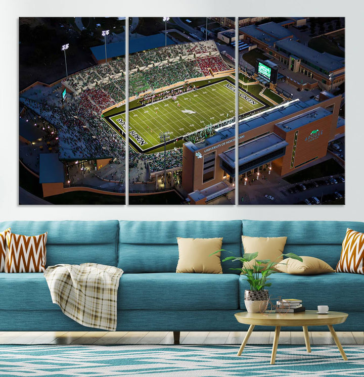 University of North Texas Mean Green Football Artwork, Football Team Print - Denton DATCU Stadium Wall Art Canvas Print