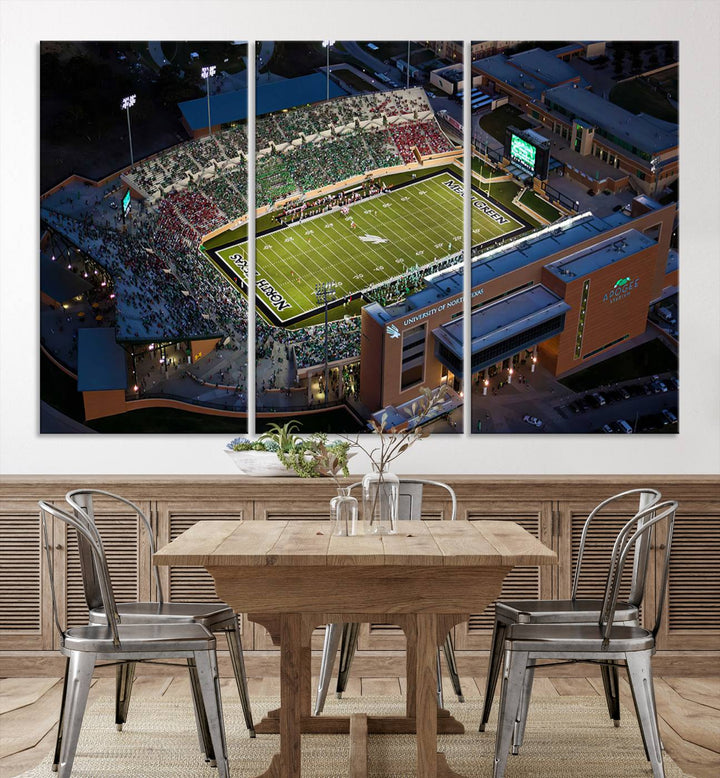 University of North Texas Mean Green Football Artwork, Football Team Print - Denton DATCU Stadium Wall Art Canvas Print