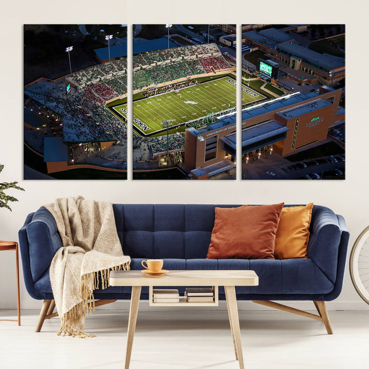 University of North Texas Mean Green Football Artwork, Football Team Print - Denton DATCU Stadium Wall Art Canvas Print