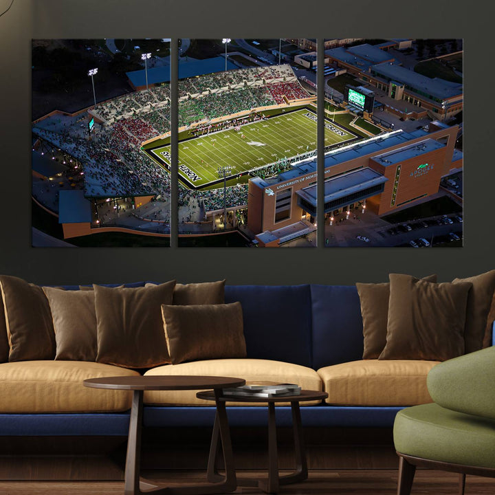 46167-MGV-CV-36X24-University of North Texas Mean Green Football Artwork, Football Team Print - Denton DATCU Stadium Wall Art Canvas Print