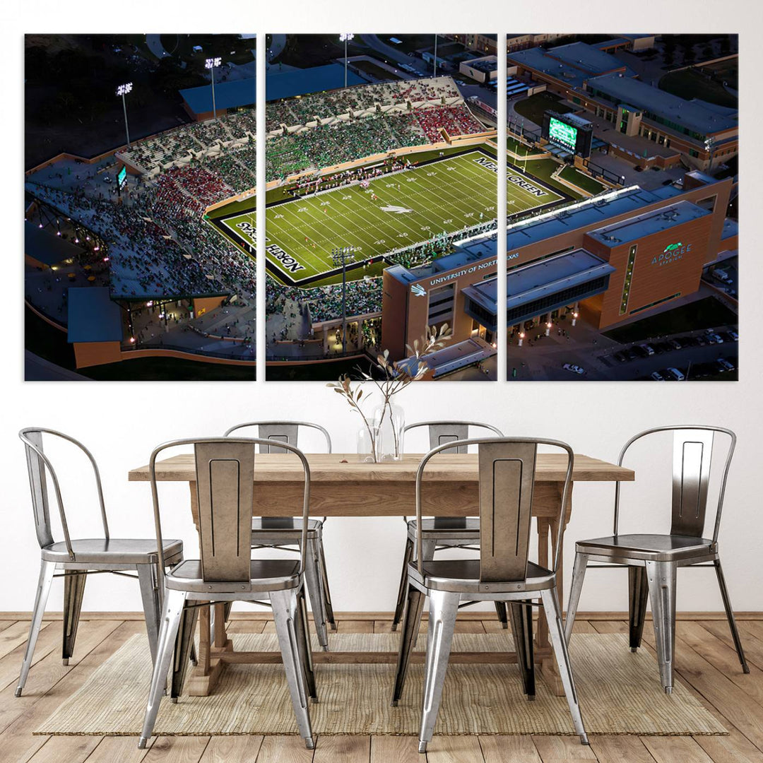 46167-MGV-CV-36X24-University of North Texas Mean Green Football Artwork, Football Team Print - Denton DATCU Stadium Wall Art Canvas Print
