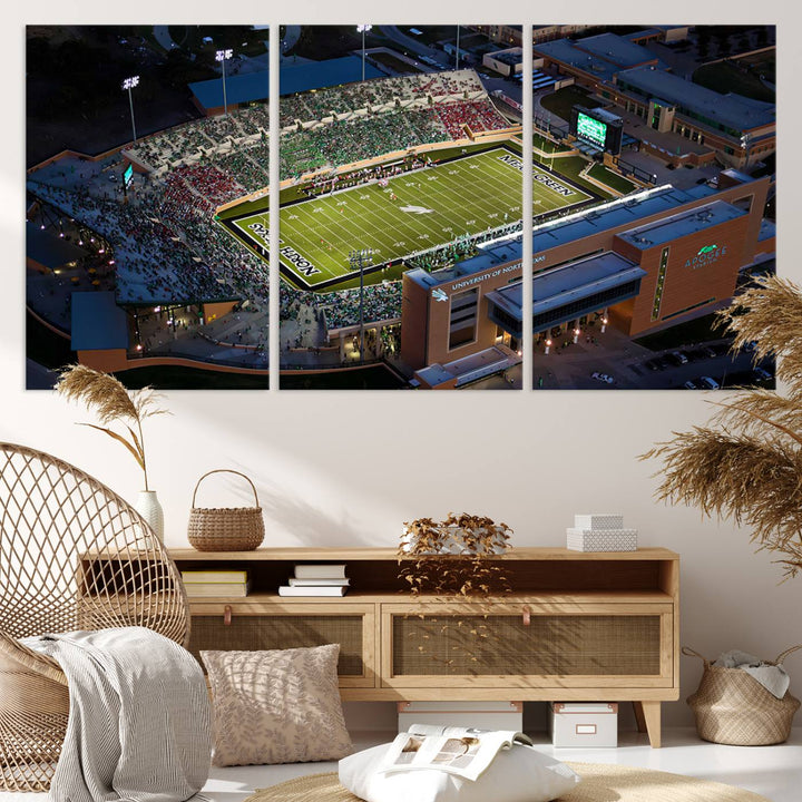 46167-MGV-CV-36X24-University of North Texas Mean Green Football Artwork, Football Team Print - Denton DATCU Stadium Wall Art Canvas Print