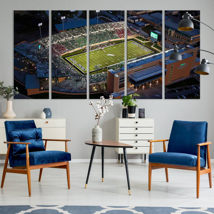 46167-MGV-CV-36X24-University of North Texas Mean Green Football Artwork, Football Team Print - Denton DATCU Stadium Wall Art Canvas Print