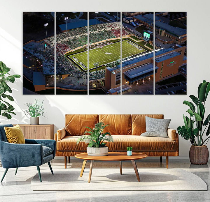 46167-MGV-CV-36X24-University of North Texas Mean Green Football Artwork, Football Team Print - Denton DATCU Stadium Wall Art Canvas Print