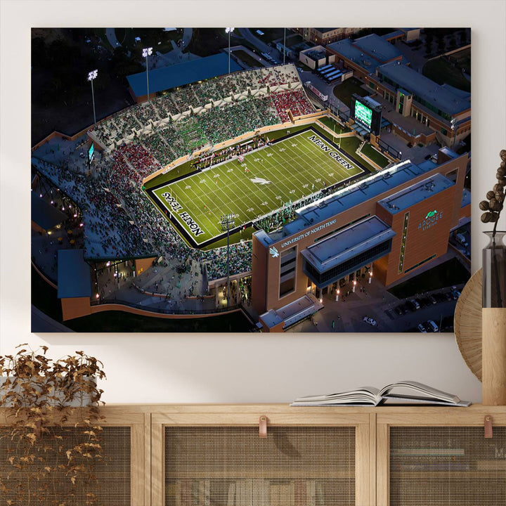 University of North Texas Mean Green Football Artwork, Football Team Print - Denton DATCU Stadium Wall Art Canvas Print