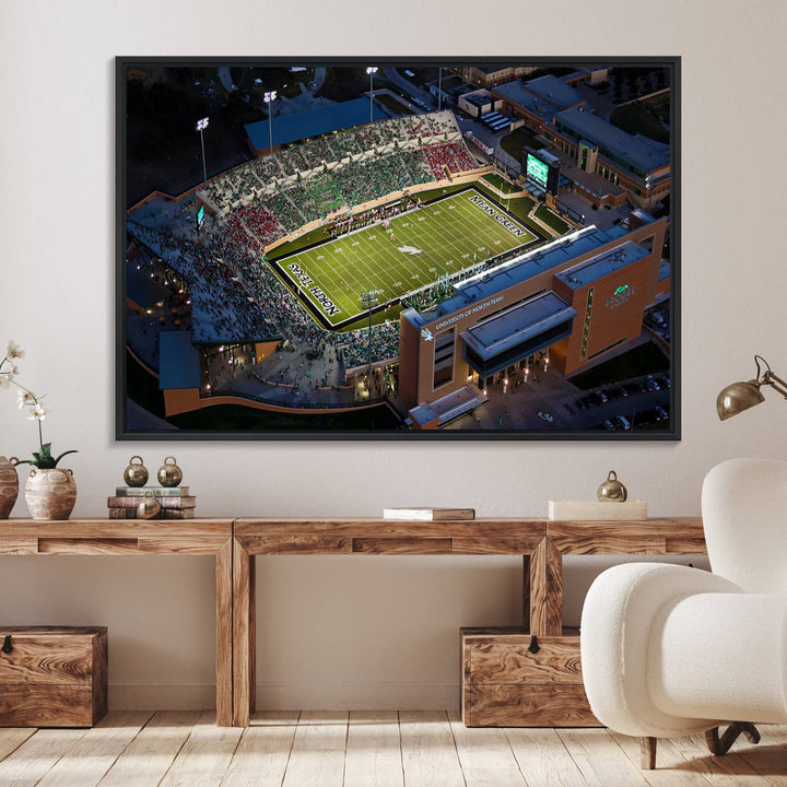 46167-MGV-FC-36X24_Black-University of North Texas Mean Green Football Artwork, Football Team Print - Denton DATCU Stadium Wall Art Canvas Print