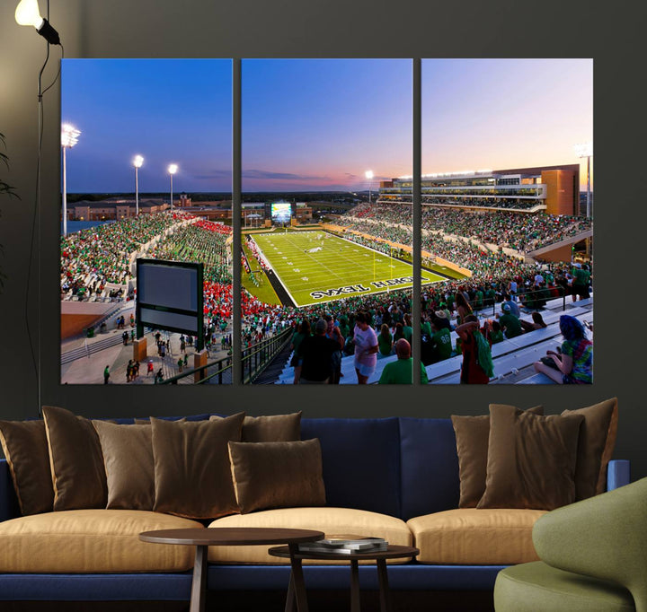 University of North Texas Mean Green Football Team Print - Denton DATCU Stadium Canvas Print Wall Art