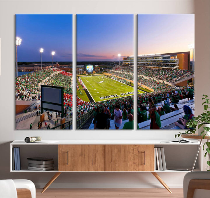University of North Texas Mean Green Football Team Print - Denton DATCU Stadium Canvas Print Wall Art