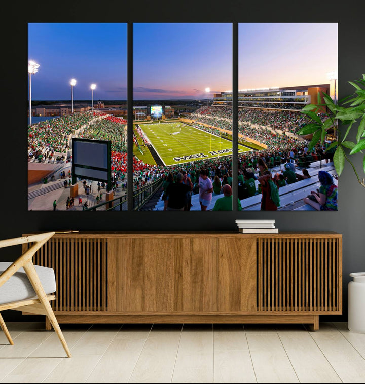 University of North Texas Mean Green Football Team Print - Denton DATCU Stadium Canvas Print Wall Art