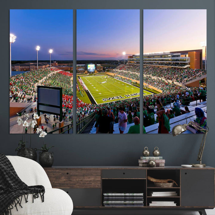 University of North Texas Mean Green Football Team Print - Denton DATCU Stadium Canvas Print Wall Art