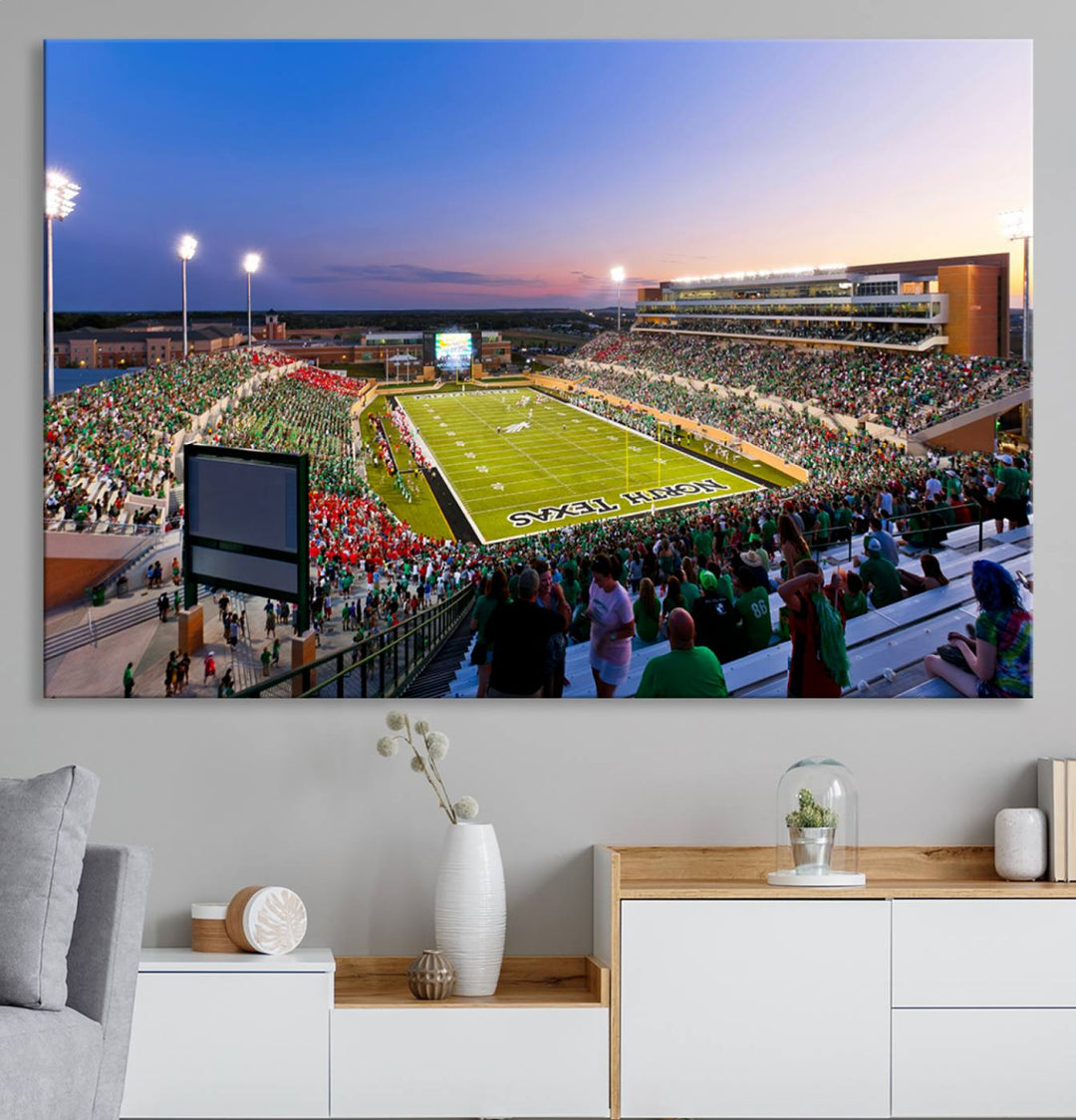 University of North Texas Mean Green Football Team Print - Denton DATCU Stadium Canvas Print Wall Art