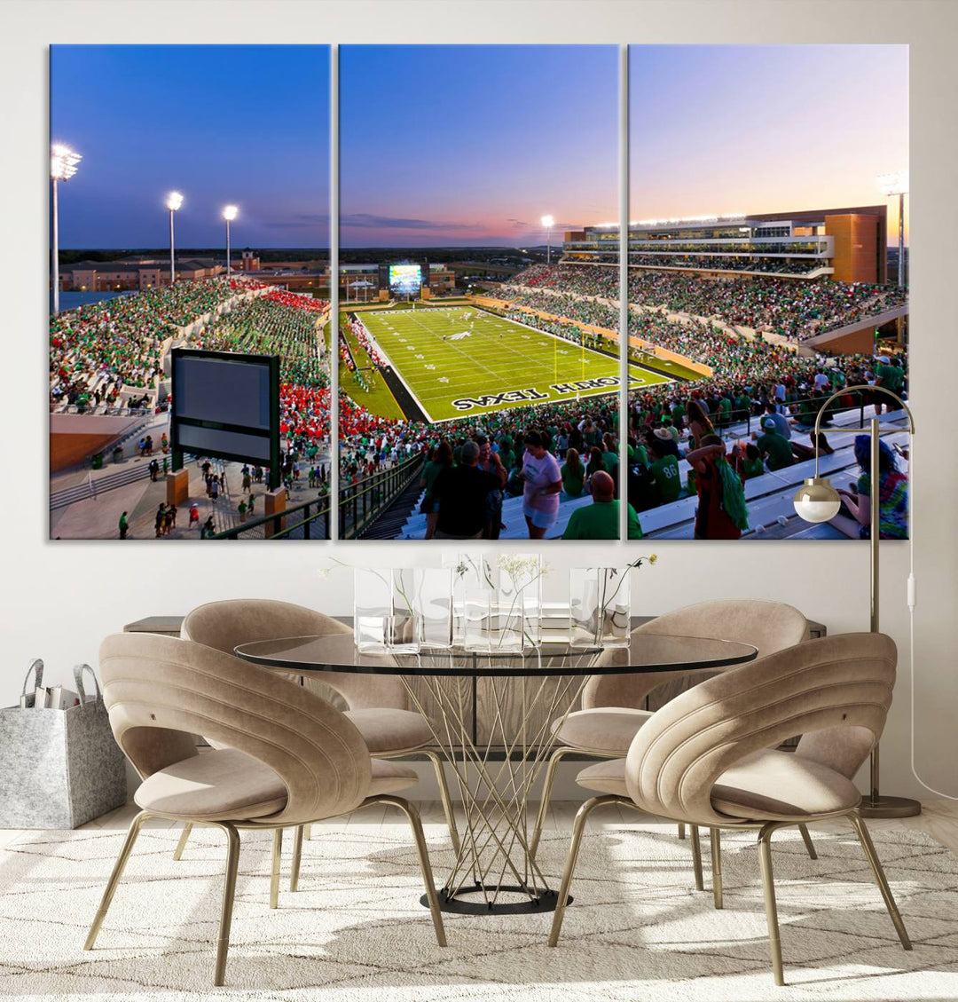 University of North Texas Mean Green Football Team Print - Denton DATCU Stadium Canvas Print Wall Art
