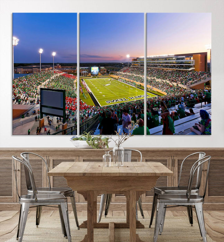 University of North Texas Mean Green Football Team Print - Denton DATCU Stadium Canvas Print Wall Art