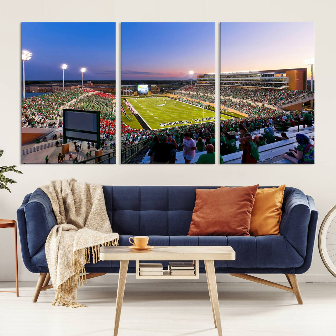 University of North Texas Mean Green Football Team Print - Denton DATCU Stadium Canvas Print Wall Art