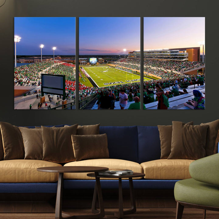 25916-MGV-CV-36X24-University of North Texas Mean Green Football Team Print - Denton DATCU Stadium Canvas Print Wall Art