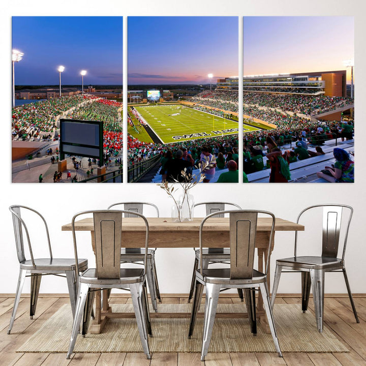 25916-MGV-CV-36X24-University of North Texas Mean Green Football Team Print - Denton DATCU Stadium Canvas Print Wall Art