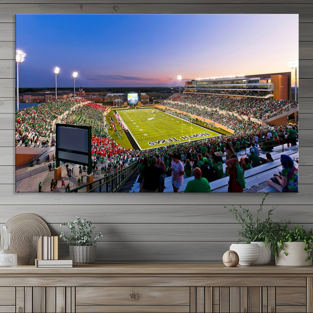 University of North Texas Mean Green Football Team Print - Denton DATCU Stadium Canvas Print Wall Art