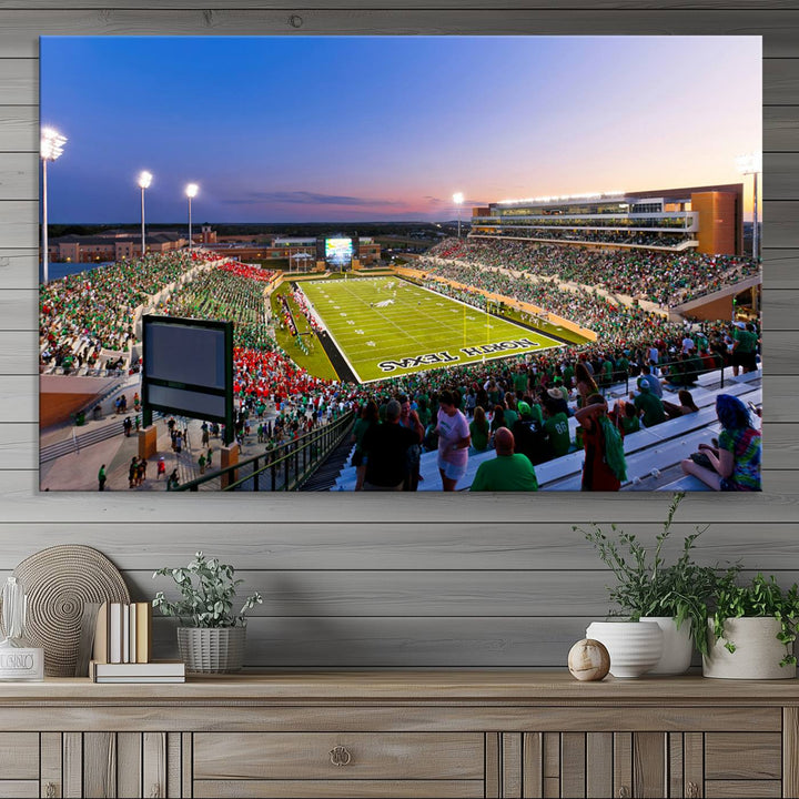 University of North Texas Mean Green Football Team Print - Denton DATCU Stadium Canvas Print Wall Art