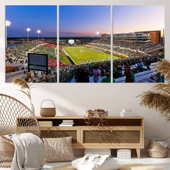 25916-MGV-CV-36X24-University of North Texas Mean Green Football Team Print - Denton DATCU Stadium Canvas Print Wall Art