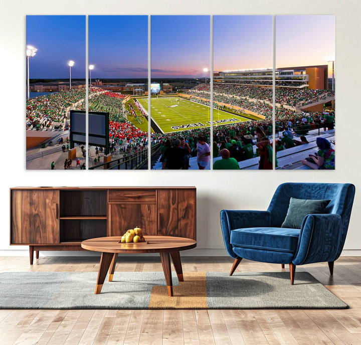 25916-MGV-CV-36X24-University of North Texas Mean Green Football Team Print - Denton DATCU Stadium Canvas Print Wall Art