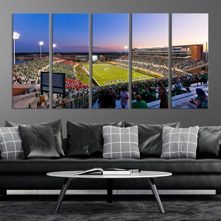 25916-MGV-CV-36X24-University of North Texas Mean Green Football Team Print - Denton DATCU Stadium Canvas Print Wall Art