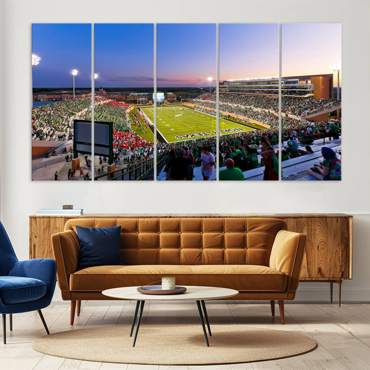 25916-MGV-CV-36X24-University of North Texas Mean Green Football Team Print - Denton DATCU Stadium Canvas Print Wall Art