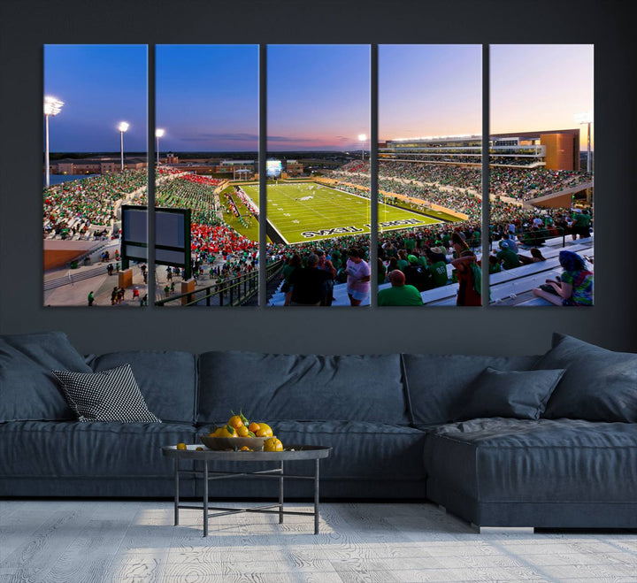 25916-MGV-CV-36X24-University of North Texas Mean Green Football Team Print - Denton DATCU Stadium Canvas Print Wall Art