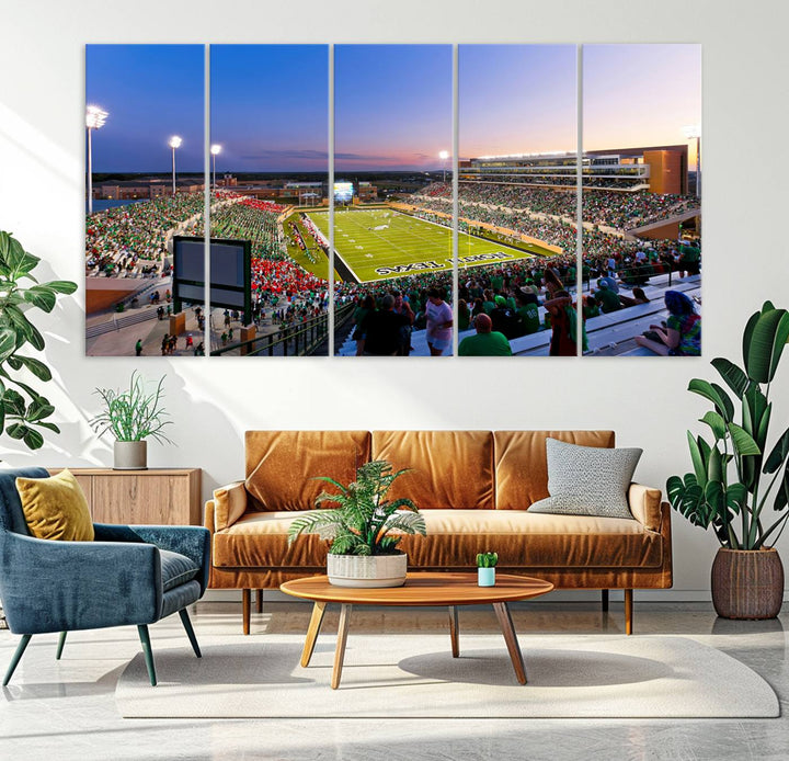 25916-MGV-CV-36X24-University of North Texas Mean Green Football Team Print - Denton DATCU Stadium Canvas Print Wall Art