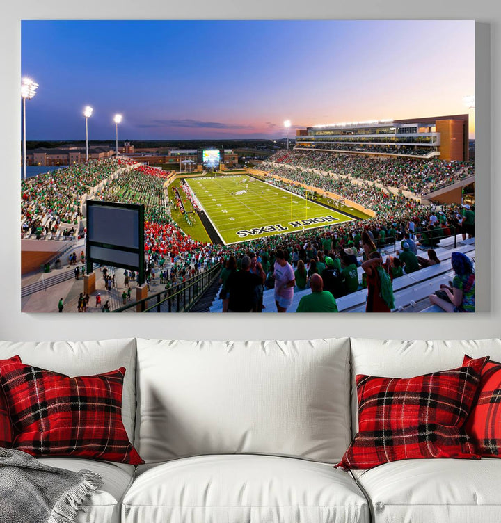 University of North Texas Mean Green Football Team Print - Denton DATCU Stadium Canvas Print Wall Art