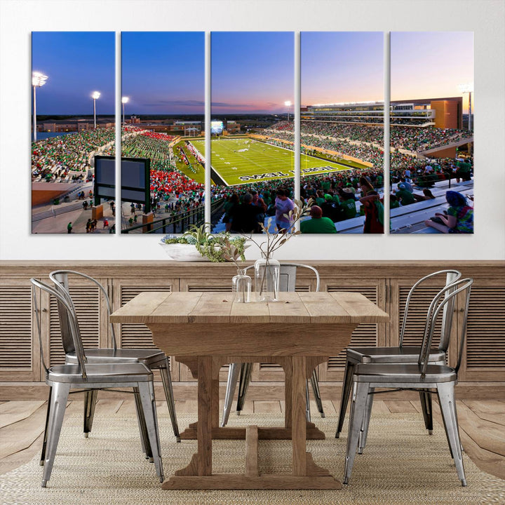 25916-MGV-CV-36X24-University of North Texas Mean Green Football Team Print - Denton DATCU Stadium Canvas Print Wall Art