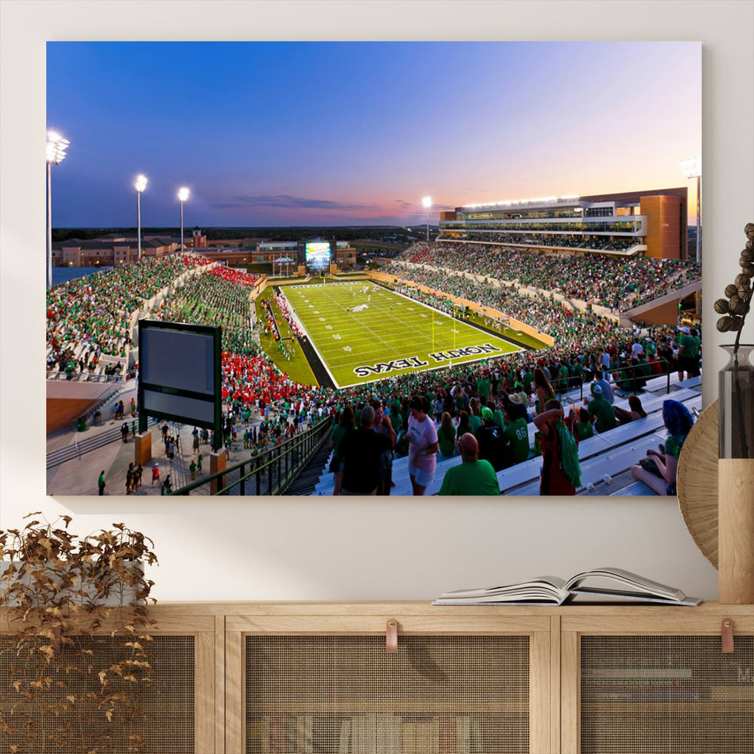 University of North Texas Mean Green Football Team Print - Denton DATCU Stadium Canvas Print Wall Art