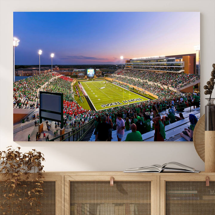 University of North Texas Mean Green Football Team Print - Denton DATCU Stadium Canvas Print Wall Art