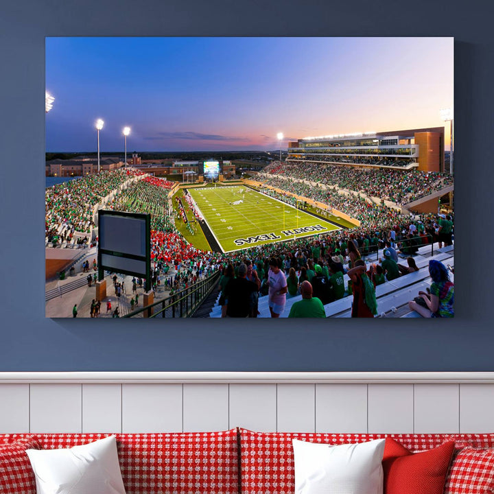 University of North Texas Mean Green Football Team Print - Denton DATCU Stadium Canvas Print Wall Art