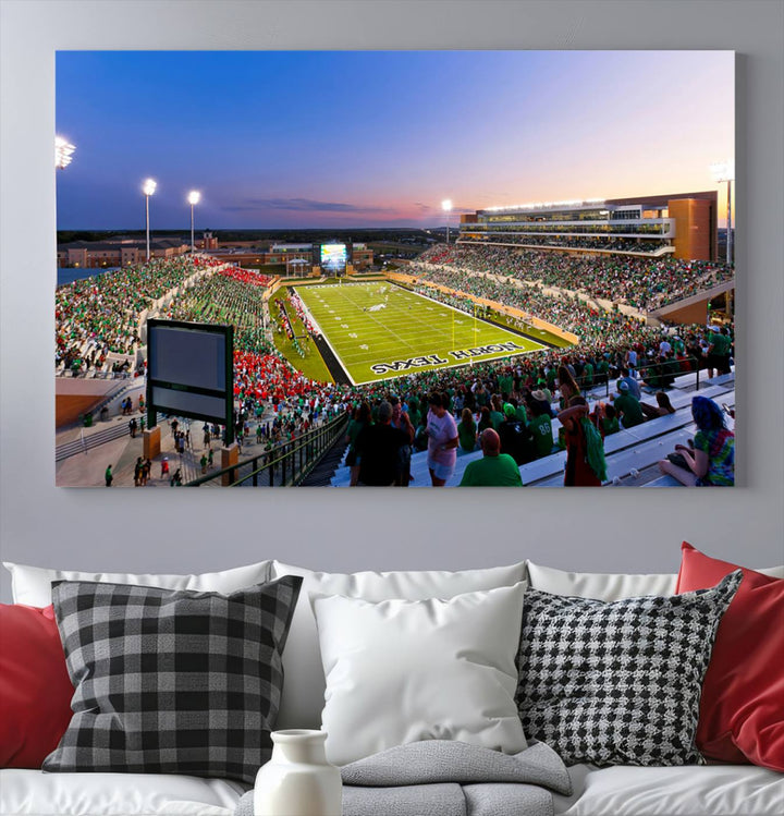 University of North Texas Mean Green Football Team Print - Denton DATCU Stadium Canvas Print Wall Art