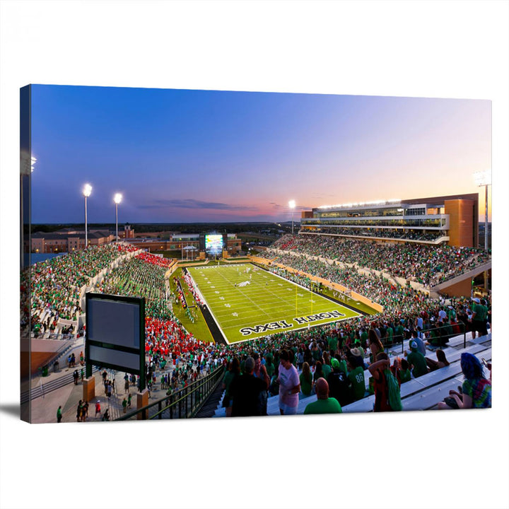 University of North Texas Mean Green Football Team Print - Denton DATCU Stadium Canvas Print Wall Art