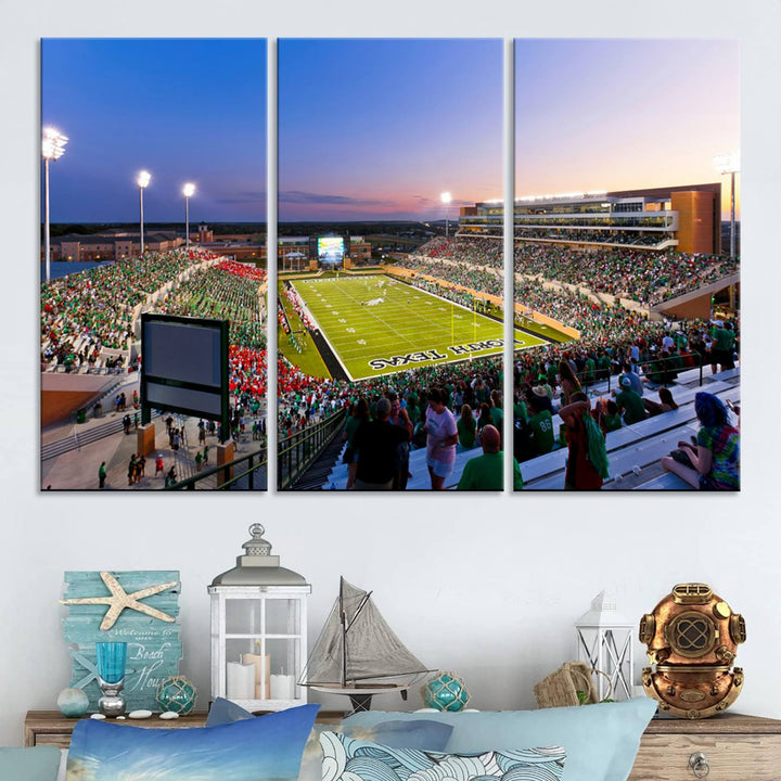 University of North Texas Mean Green Football Team Print - Denton DATCU Stadium Canvas Print Wall Art