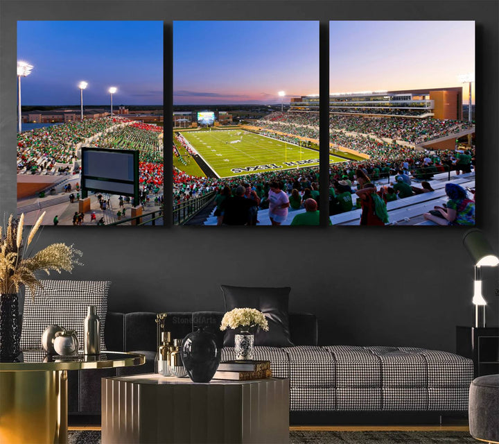 University of North Texas Mean Green Football Team Print - Denton DATCU Stadium Canvas Print Wall Art