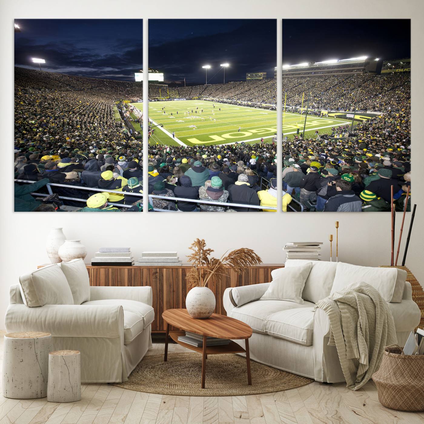 48756-MGV-CV-36X24-University of Oregon Ducks Football Team Print - Eugene Autzen Stadium Wall Art Canvas Print