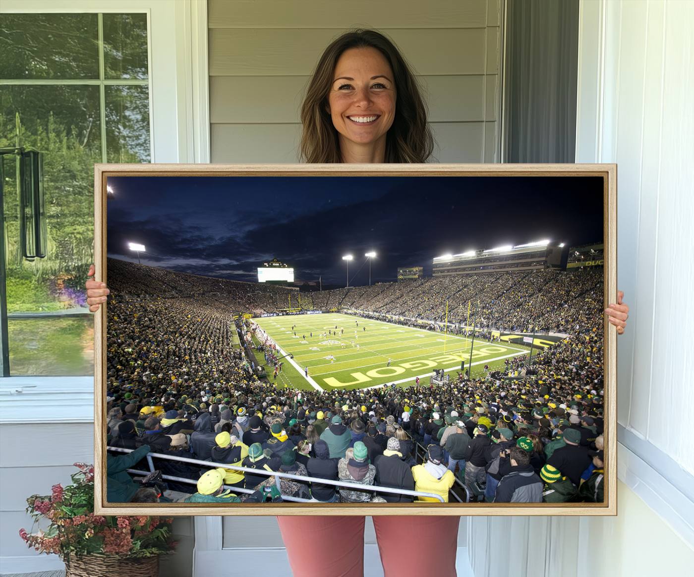 48756-MGV-CV-36X24-University of Oregon Ducks Football Team Print - Eugene Autzen Stadium Wall Art Canvas Print
