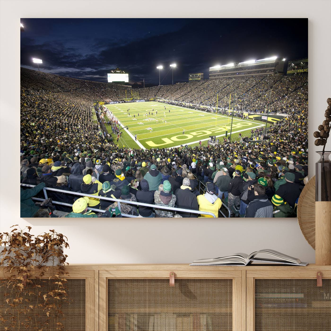 48756-MGV-CV-36X24-University of Oregon Ducks Football Team Print - Eugene Autzen Stadium Wall Art Canvas Print