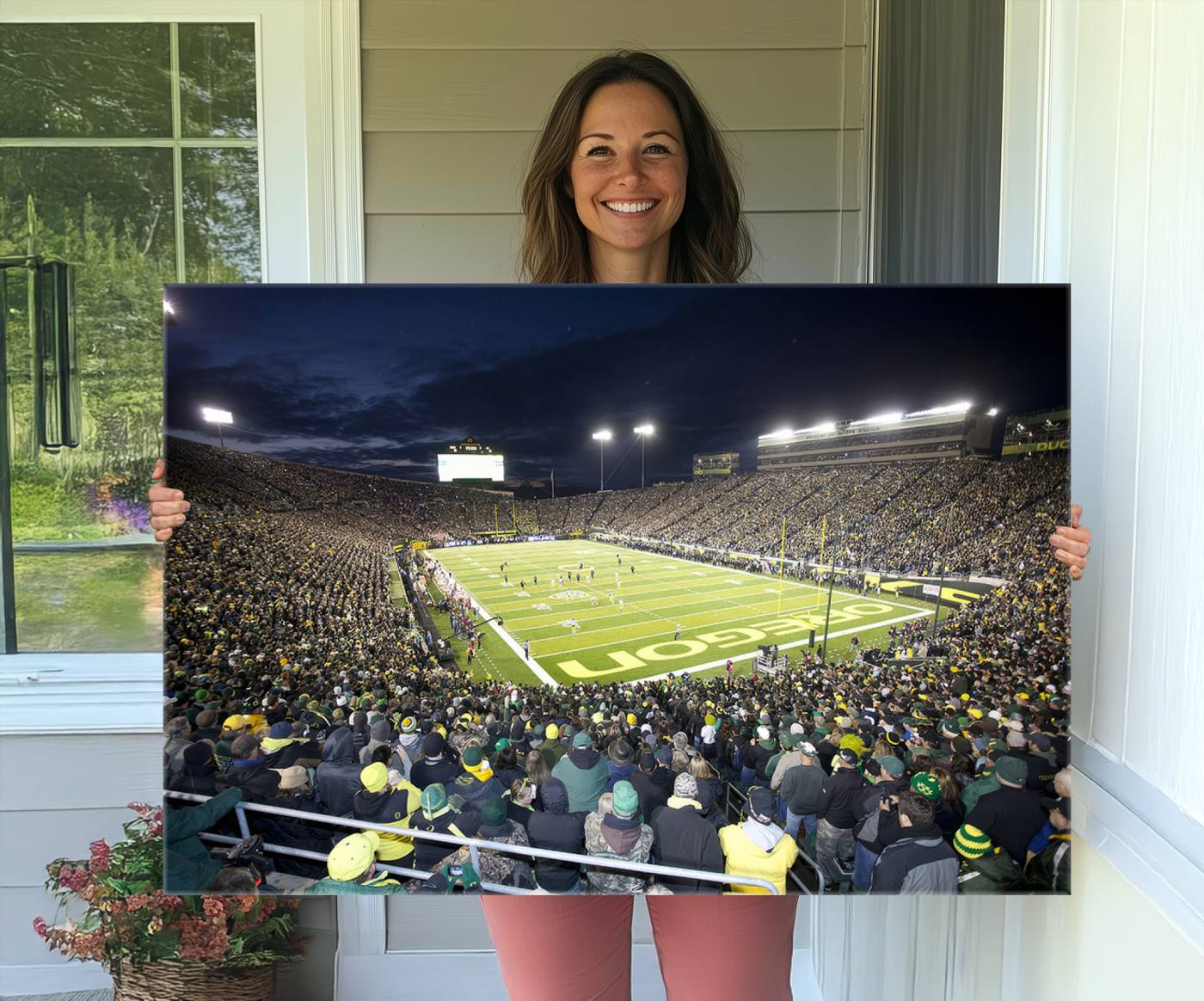 48756-MGV-CV-36X24-University of Oregon Ducks Football Team Print - Eugene Autzen Stadium Wall Art Canvas Print