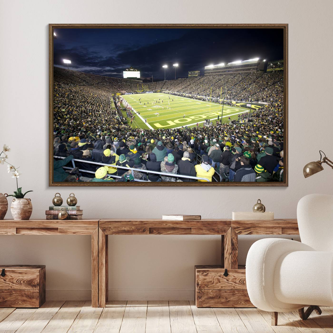 48756-MGV-FC-36X24_Walnut-University of Oregon Ducks Football Team Print - Eugene Autzen Stadium Wall Art Canvas Print
