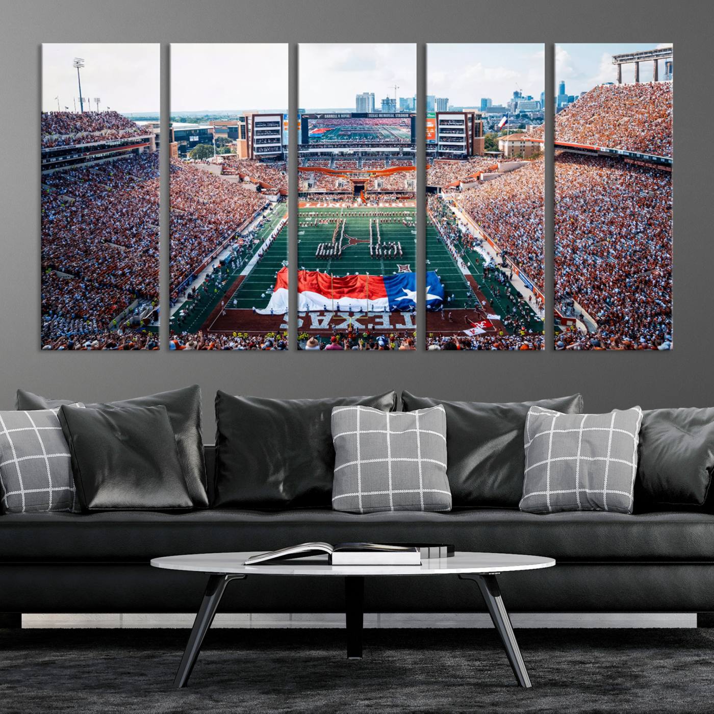 93063-MGV-CV-36X24-University of Texas Longhorns Football Team Canvas Print - Austin Darrell K Royal-Texas Memorial Stadium Wall Art Canvas Print