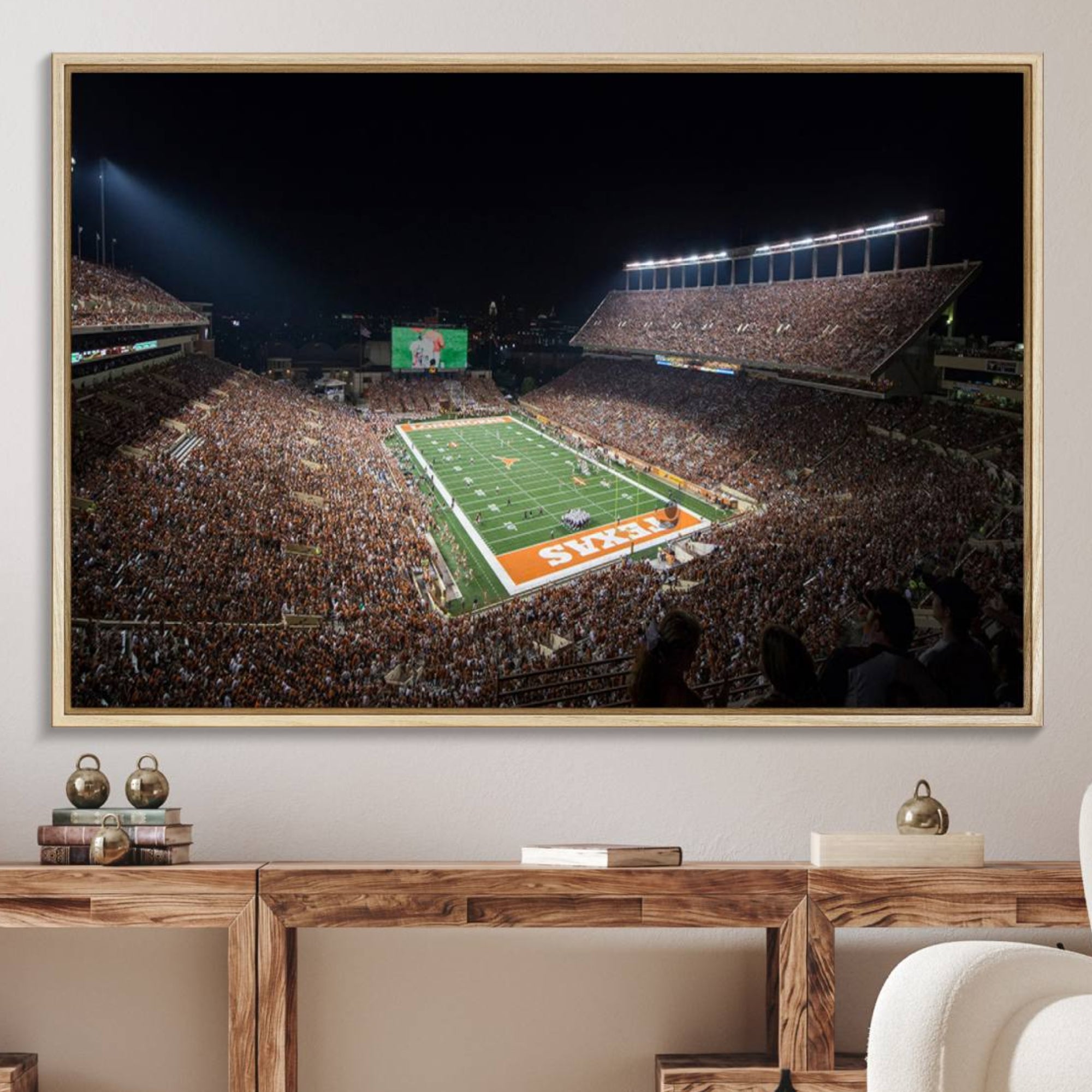 54995-MGV-FC-36X24_Natural-University of Texas Longhorns Football Team Print – Darrell K Royal Texas Memorial Stadium Canvas Wall Art for Home, Office