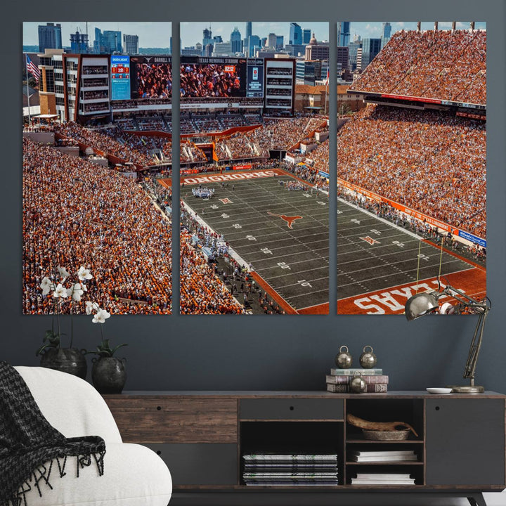 University of Texas Longhorns Football Team Print - Austin Darrell K Royal-Texas Memorial Stadium Wall Art Canvas Print