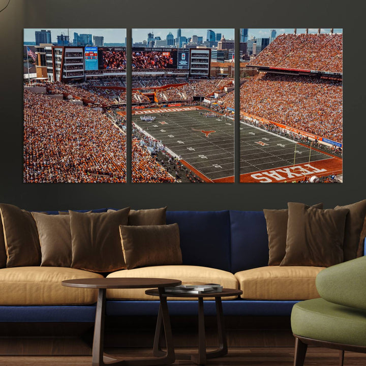 92103-MGV-CV-36X24-University of Texas Longhorns Football Team Print - Austin Darrell K Royal-Texas Memorial Stadium Wall Art Canvas Print