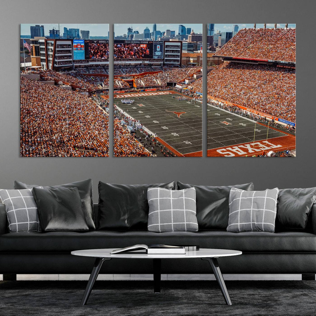 92103-MGV-CV-36X24-University of Texas Longhorns Football Team Print - Austin Darrell K Royal-Texas Memorial Stadium Wall Art Canvas Print