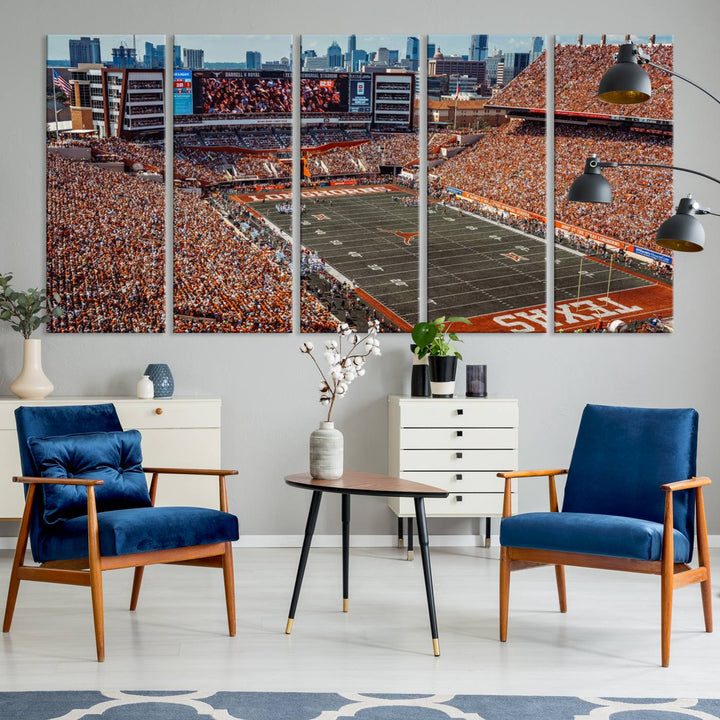 92103-MGV-CV-36X24-University of Texas Longhorns Football Team Print - Austin Darrell K Royal-Texas Memorial Stadium Wall Art Canvas Print