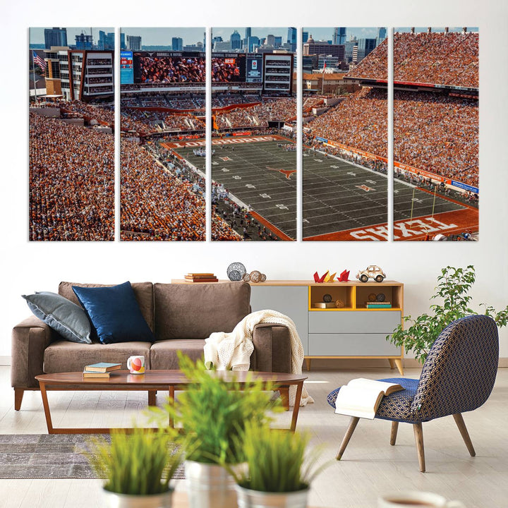 92103-MGV-CV-36X24-University of Texas Longhorns Football Team Print - Austin Darrell K Royal-Texas Memorial Stadium Wall Art Canvas Print